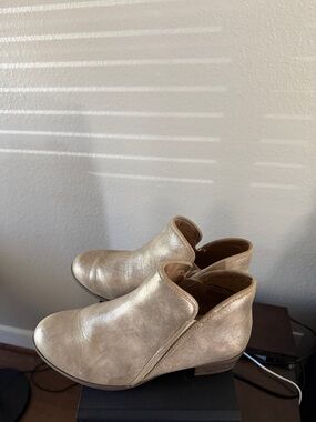 Time and Tru Metallic Champagne Ankle Booties